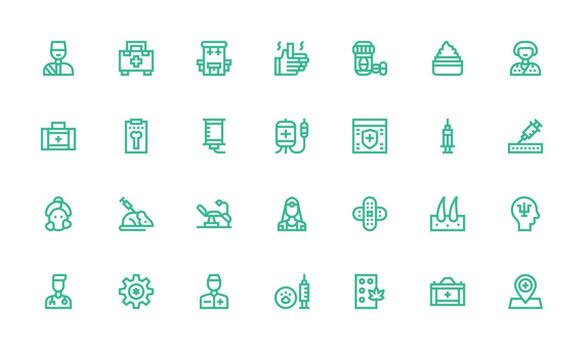 tratamiento icono conjunto con 28 negrita línea gráficos sencillo íconos para interfaz y wireframes vector