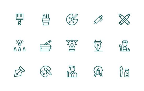 Creative Design Icons featuring 15 in Regular Line Style All-Purpose Icon Design Pack vector