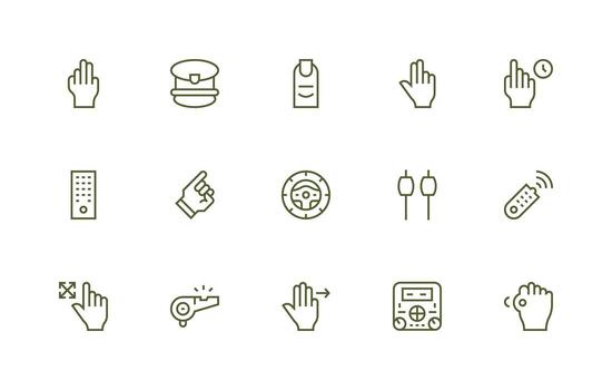 mando visual paquete conteniendo 15 regular línea íconos escalable icono paquete vector