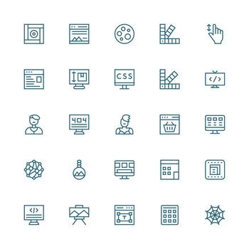 25 medio carrera contorno íconos para web diseño gráficos ordenado icono conjunto vector