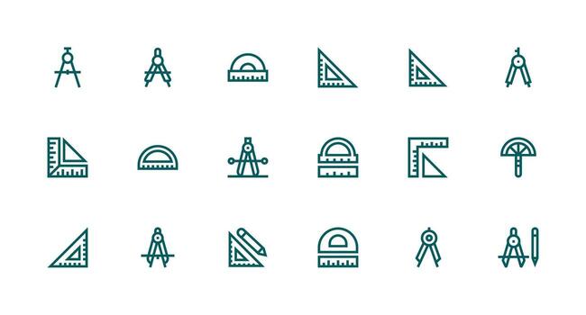 Protractor featuring 18 Icons in Strong Stroke Line Design Dashboard Icon Series vector