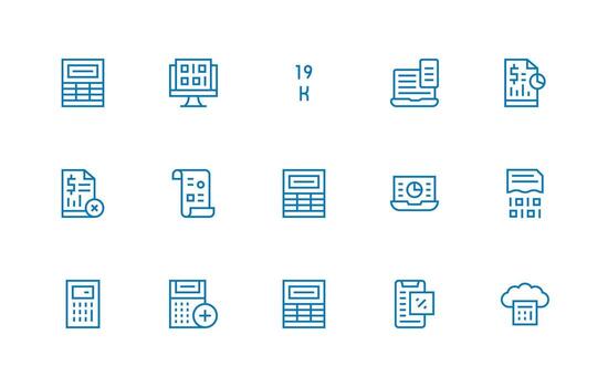 regular línea íconos desde hoja de cálculo conjunto con 15 vectores funcional icono serie