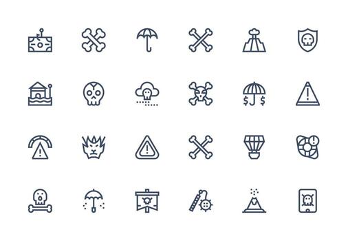 24 Thick Line Line Style Icons from Risk Collection Complete Icon Bundle for Web Design vector