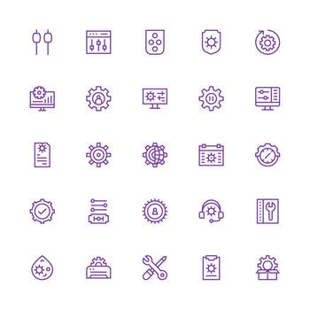 configuración conjunto con 25 medio carrera contorno íconos claro y conciso icono conjunto colección vector