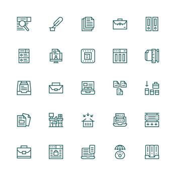 Files Icon Set with 25 Medium Stroke Outline Graphics Functional Icon Series vector