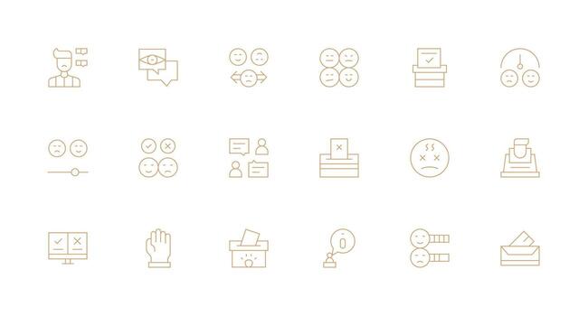 Poll Icon Set with 18 Minimal Line Graphics Outline Icon Pack vector