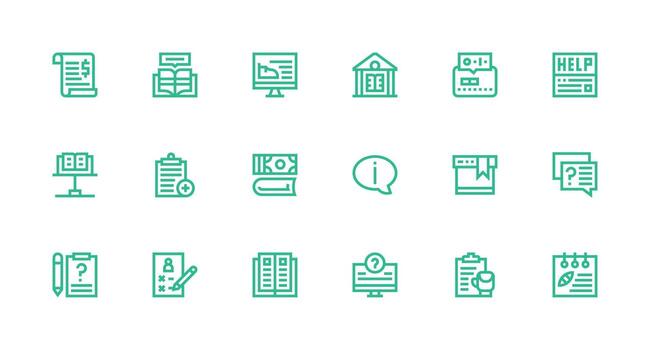 documentación visual paquete conteniendo 18 fuerte carrera línea íconos icono conjunto para aplicaciones vector