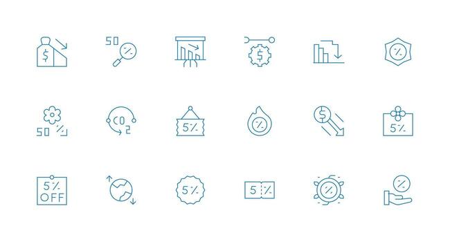 Reduction including 18 Minimal Line Illustrations Neutral Style Icons for Any Project vector
