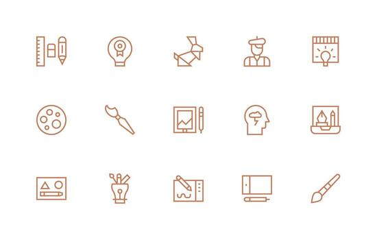 Creative featuring 15 Icons in Regular Line Design Sharp Icons for Presentations vector