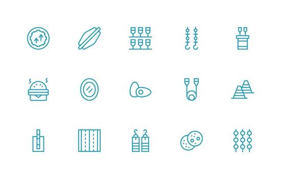 15 íconos para doble en regular línea formato básico icono serie vector