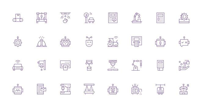Thin Line Style Automated Icons with 32 Vectors Icons Built for Visual Consistency Pack