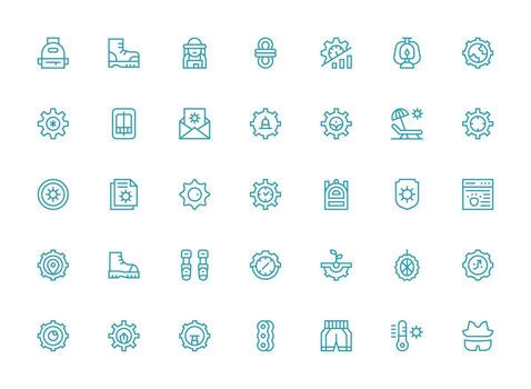 Gear Icon Collection with 35 Regular Clean Line Designs Clean Icon Collection for Web Use vector