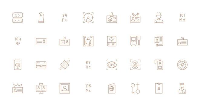 Identification featuring 32 Icons in Thin Line Design Icon Set vector