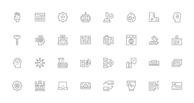 32 Thin Line Icons for Processing Graphics Icon Collection Set vector