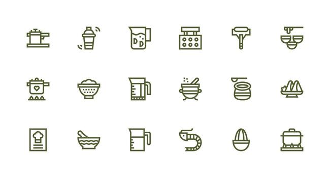 receta diseño íconos presentando 18 en fuerte carrera línea estilo simplificado icono paquete para visual herramientas vector