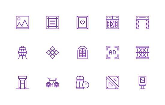 Frame Icon Set with 15 Regular Line Graphics Simple Icon Pack vector