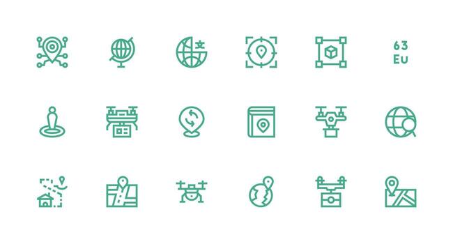 18 Mapping Icons in Strong Stroke Line Aesthetic Neutral Style Icons for Any Project vector
