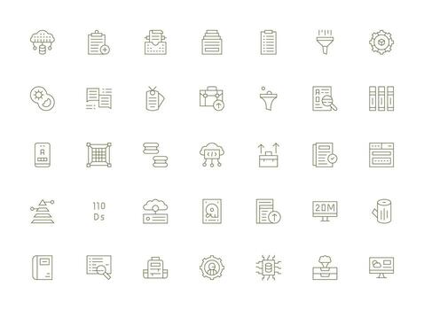 Light Line Style Data Management Icons with 35 Vectors Minimal Icon Pack