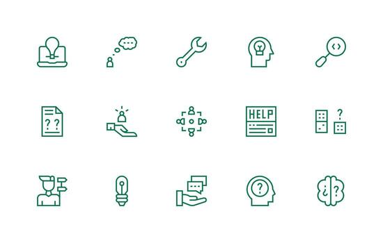 problema resolviendo visual paquete conteniendo 15 regular línea íconos diseño Listo icono conjunto para equipos vector