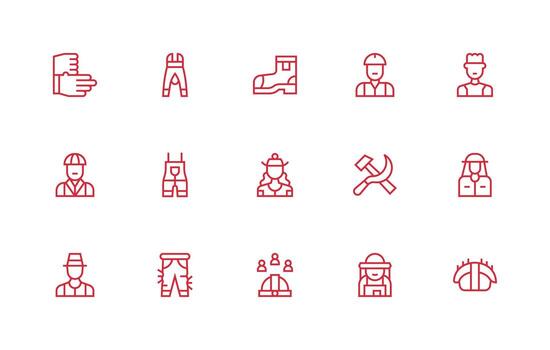 Labor Icon Collection with 15 Regular Line Designs Core Icon Collection for Daily Tasks vector