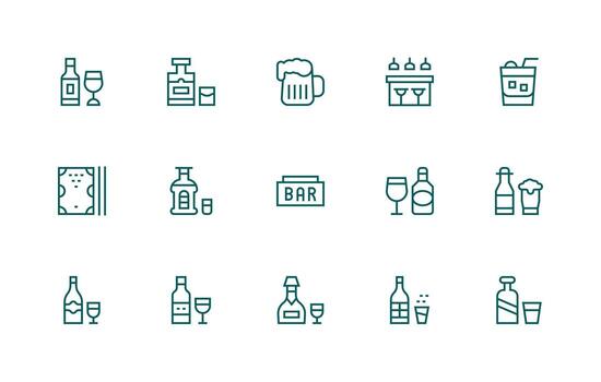 15 Regular Line Style Icons from Pub Collection Digital Product Icons for Fast Delivery vector