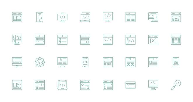 32 Thin Line Icons for Html Graphics General Use Icon Pack vector