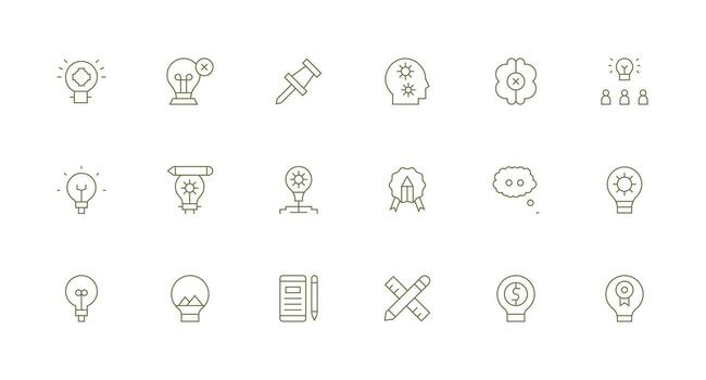 18 Minimal Line Icons for Idea Graphics Responsive Icon Set for Flexible Layouts vector