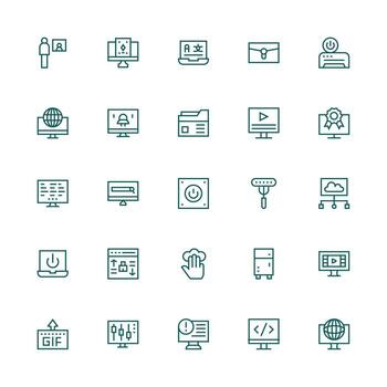 25 Medium Stroke Outline Designs for Computer Icons Icon Set for Apps vector