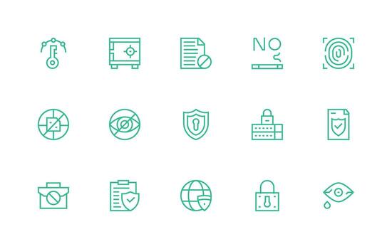 15 Regular Line Icons for Data Protection Graphics Universal Icon Pack vector