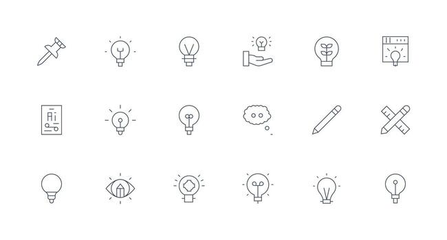 18 Minimal Line Icons for Concept Graphics Detailed Icon Collection for Design Systems vector