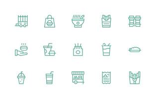 eliminar icono conjunto con 15 regular línea gráficos digital producto íconos para rápido entrega vector