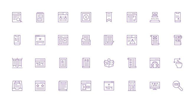 32 Thin Line Style Icons from Page Collection Scalable Icons for Cross-Platform Interfaces vector