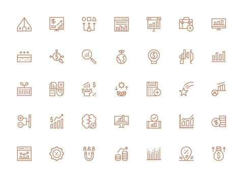 35 Regular Clean Line Style Icons from Increase Collection Web and App Icon Pack Collection vector