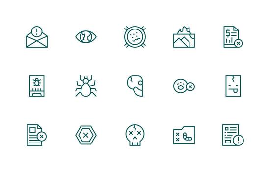 15 Regular Line Designs for Error Message Icons Essential Icons for Rapid UI Building vector