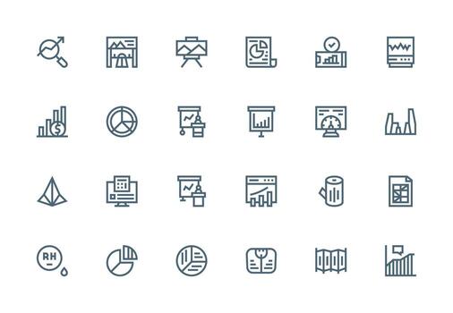 grafico visual paquete conteniendo 24 grueso línea línea íconos completar icono conjunto para móvil aplicaciones vector