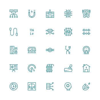 Circuit Design Icons featuring 25 in Medium Stroke Outline Style Dashboard Icon Series vector