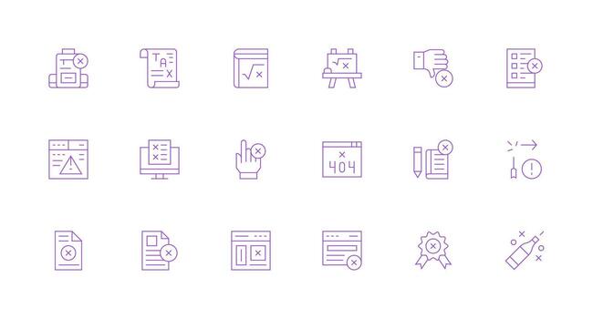 18 Minimal Line Vectors for Incorrect Theme Layout Icon Collection