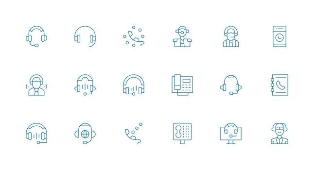 18 Minimal Line Designs for Call Center Icons Reusable Icon Set vector