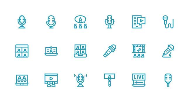 Webinar featuring 18 Icons in Strong Stroke Line Design Fully Editable Icon Set for Web vector