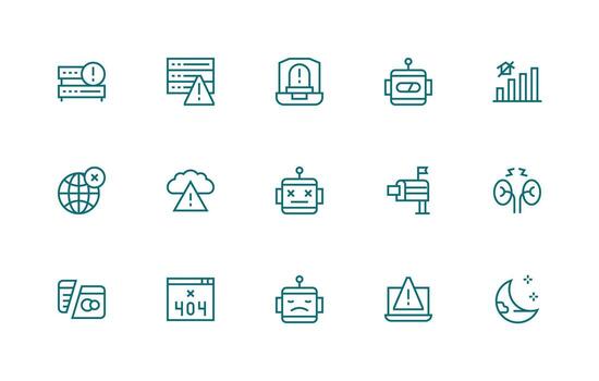 regular línea estilo desconectado íconos con 15 vectores estilo icono conjunto