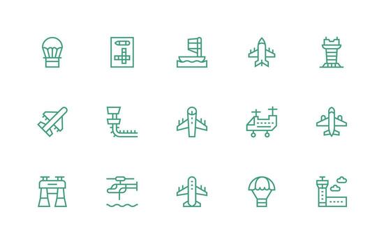 15 Regular Line Style Icons from Landing Collection All Device Compatible Icon Set vector