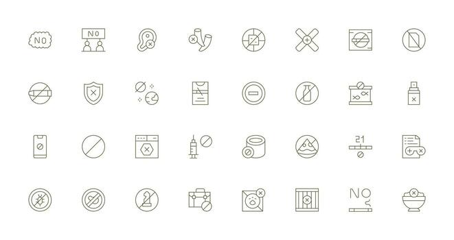 no permitido diseño íconos presentando 32 en Delgado línea estilo interfaz íconos para diario utilizar vector