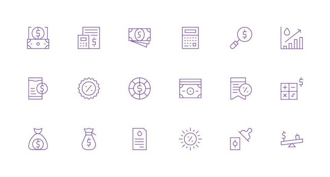18 Icons for Cost in Minimal Line Format Scalable Icon Pack vector