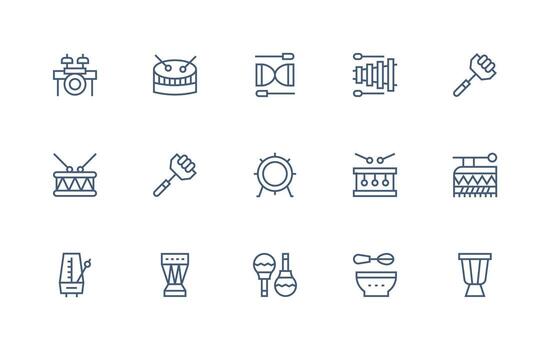 15 íconos para golpear en regular línea formato ui icono conjunto vector