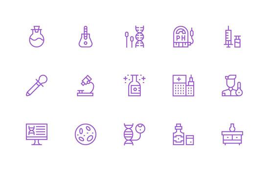 Lab Set with 15 Regular Line Icons Complete Icon Set for Mobile Apps vector