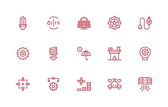 Regular Line Icons from Efficient Set with 15 Vectors Compact Icon Set