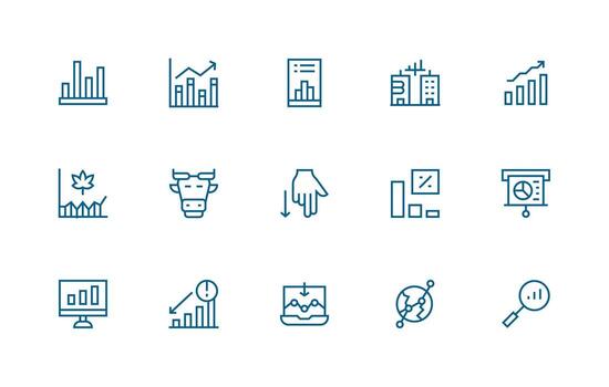 Trend featuring 15 Icons in Regular Line Design Display Icon Pack vector