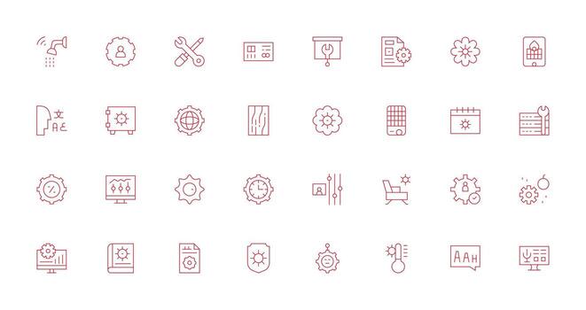 ajustes diseño íconos presentando 32 en Delgado línea estilo sencillo icono paquete vector