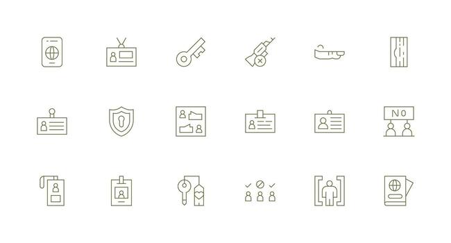 18 Minimal Line Icons for Authorization Graphics Customizable Icon Series for Mobile Screens vector