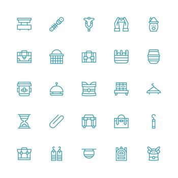 25 Medium Stroke Outline Vectors for Hold Theme Complete Icon Bundle for Web Design
